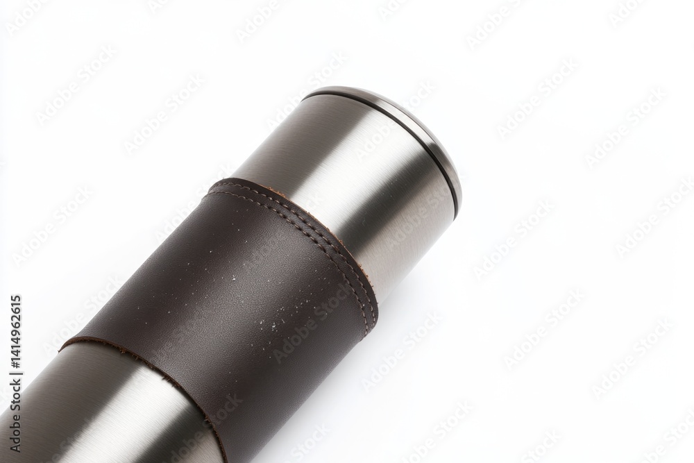 Sleek thermos design features stainless steel body with elegant Sleek thermos design features stainless steel body with elegant