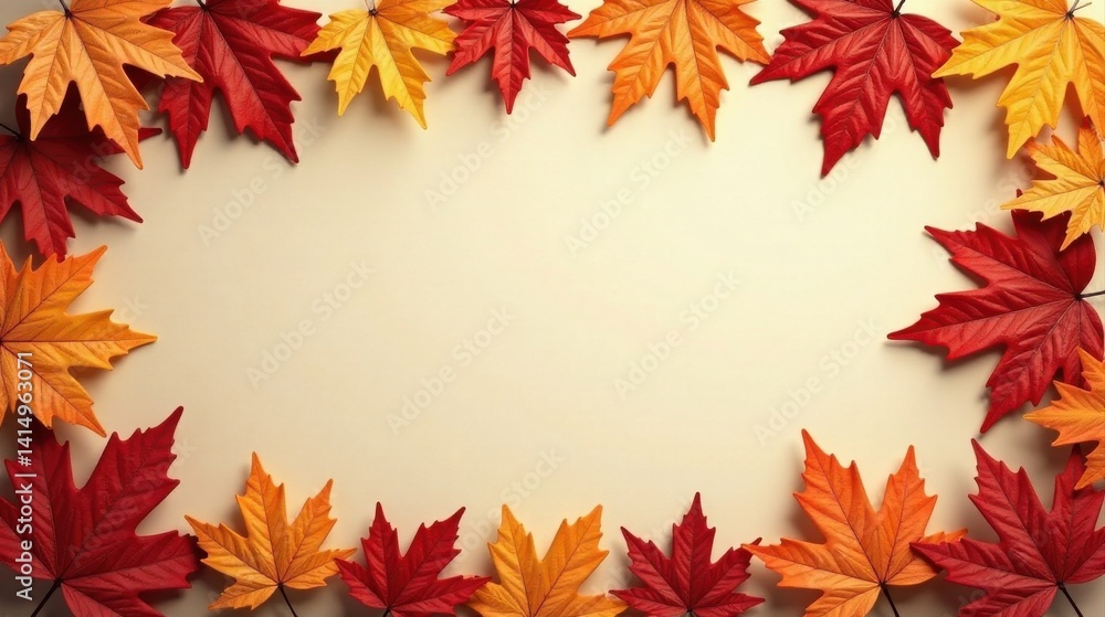 Autumnal foliage border on a pale background, perfect for seasonal designs and fall-themed projects. Autumnal foliage border on a pale background, perfect for seasonal designs and fall-themed projects.