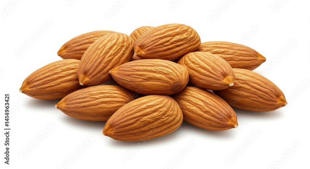 Pile of Fresh Almonds - A close-up shot of a pile of fresh almonds, showcasing their rich brown color and natural texture Pile of Fresh Almonds - A close-up shot of a pile of fresh almonds, showcasing their rich brown color and natural texture