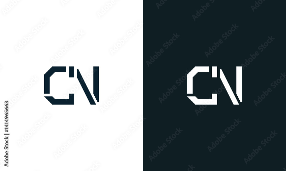Creative minimal abstract letter CN logo. Creative minimal abstract letter CN logo.
