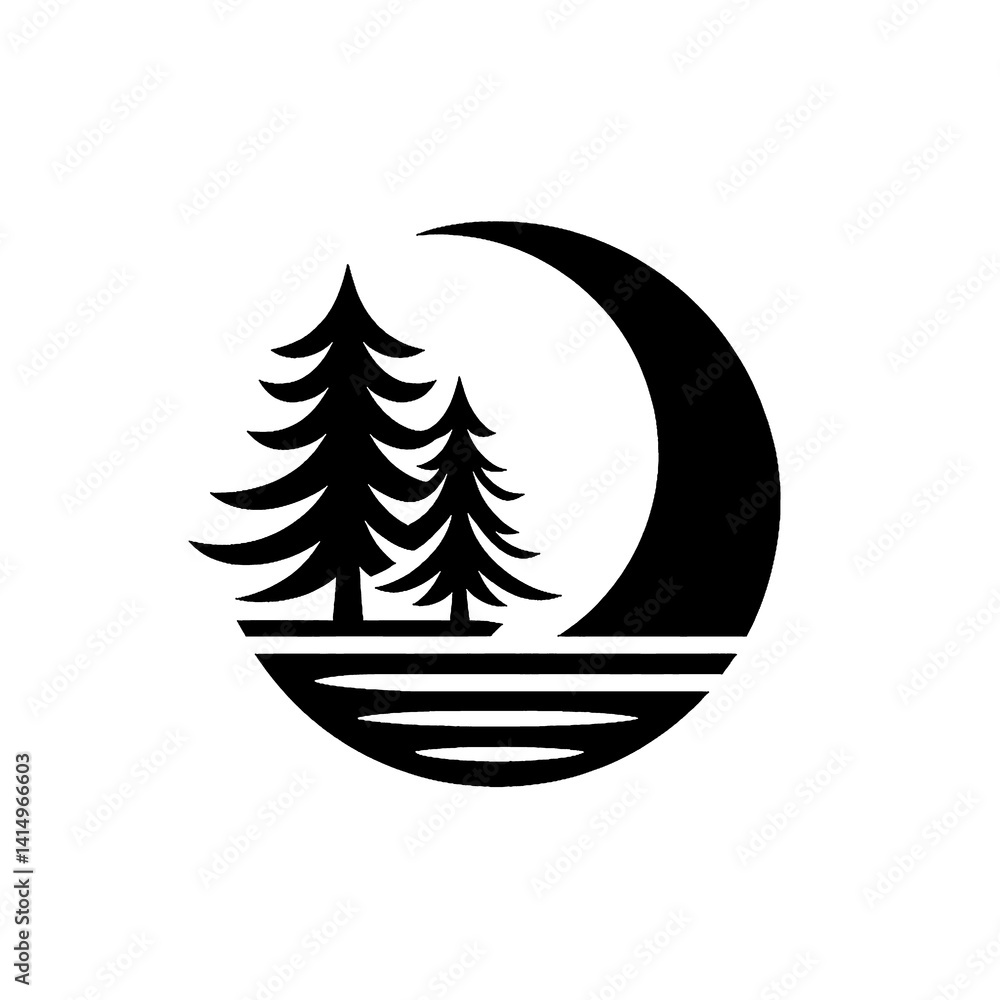 Obraz premium Stylized Pine Tree Vector Graphic 