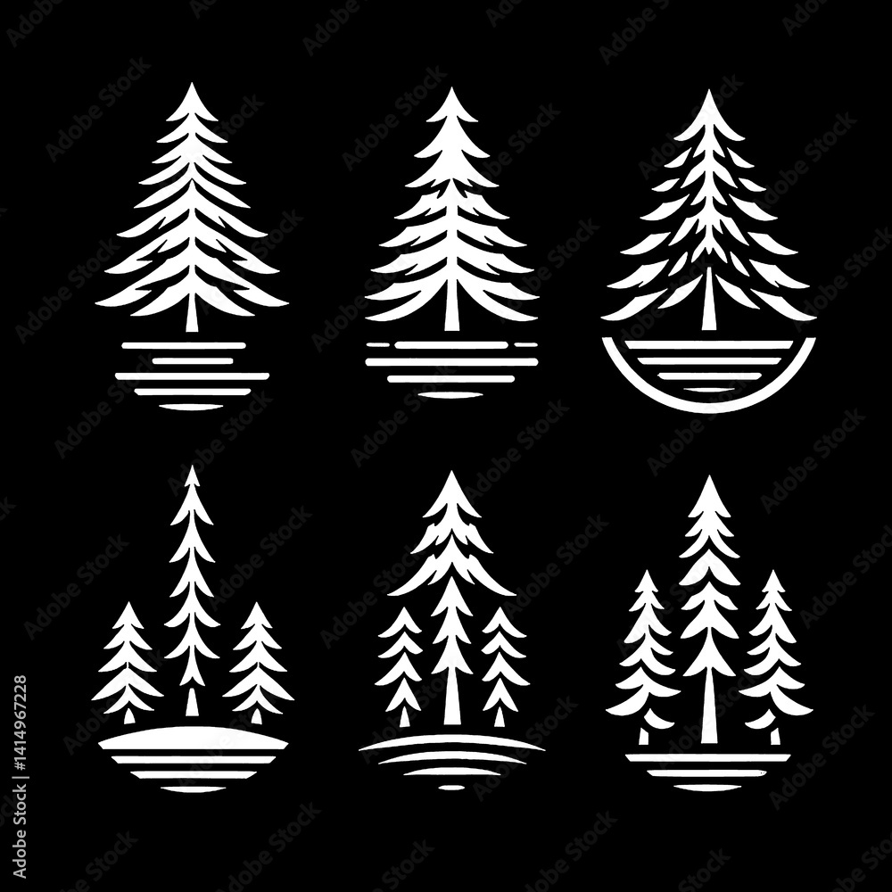 Obraz premium Stylized Pine Tree Vector Graphic 