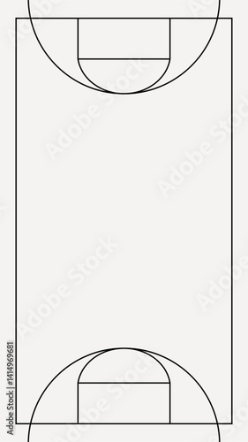 Basketball court outline, design element vector