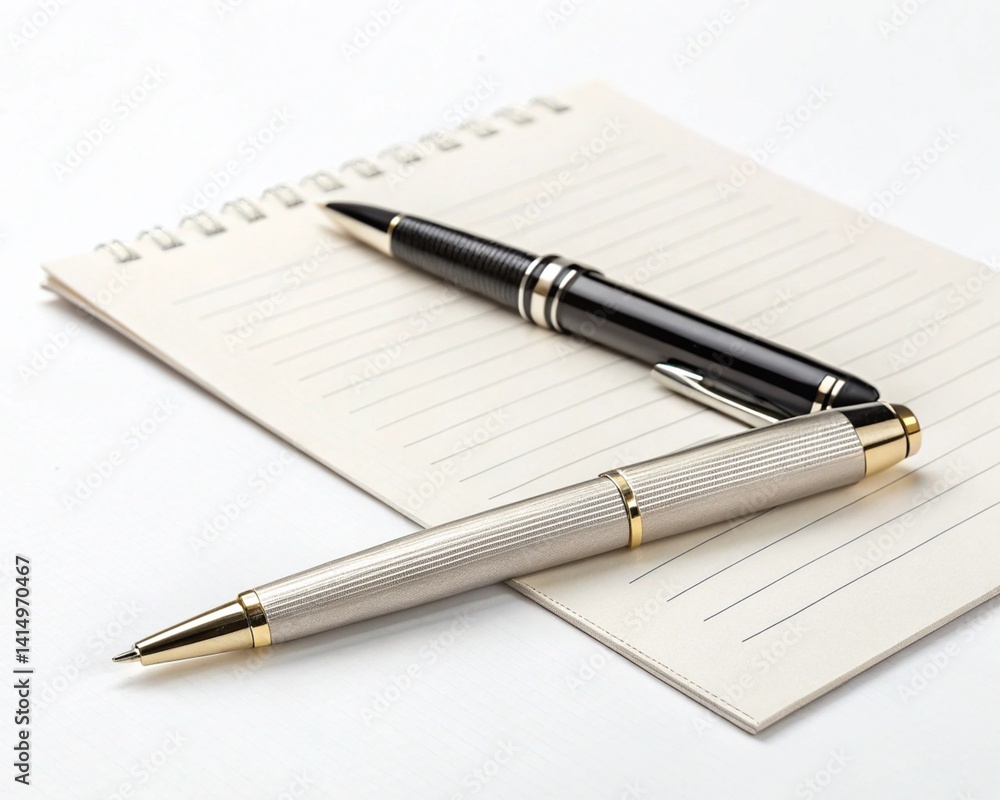 plain paper, notebook and nib pen isolated on white background plain paper, notebook and nib pen isolated on white background