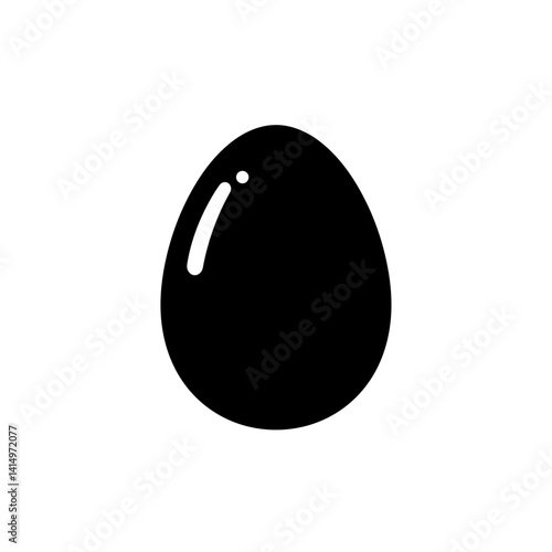 Whole egg silhouette icon in solid black