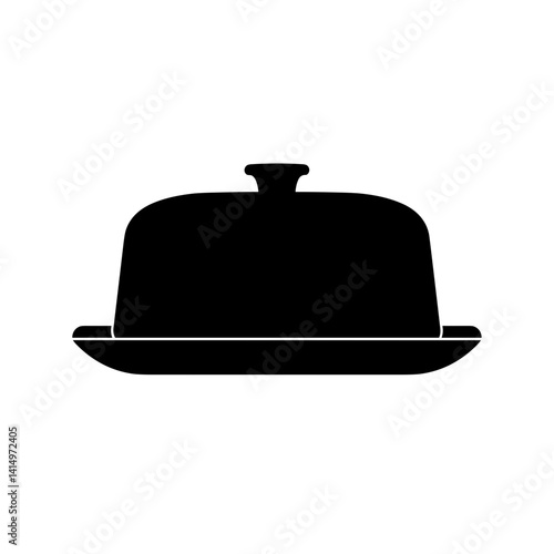 Butter dish icon in black silhouette style