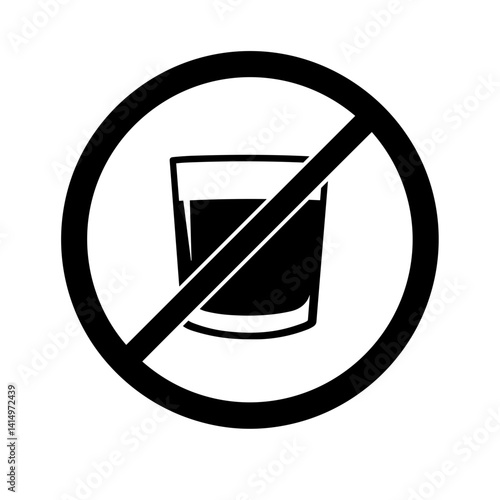 No drink allowed icon in black silhouette style