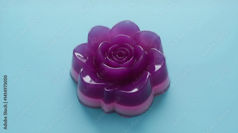 紫色のゼリー、薔薇の輝き、涼しげな青背景 紫色のゼリー、薔薇の輝き、涼しげな青背景