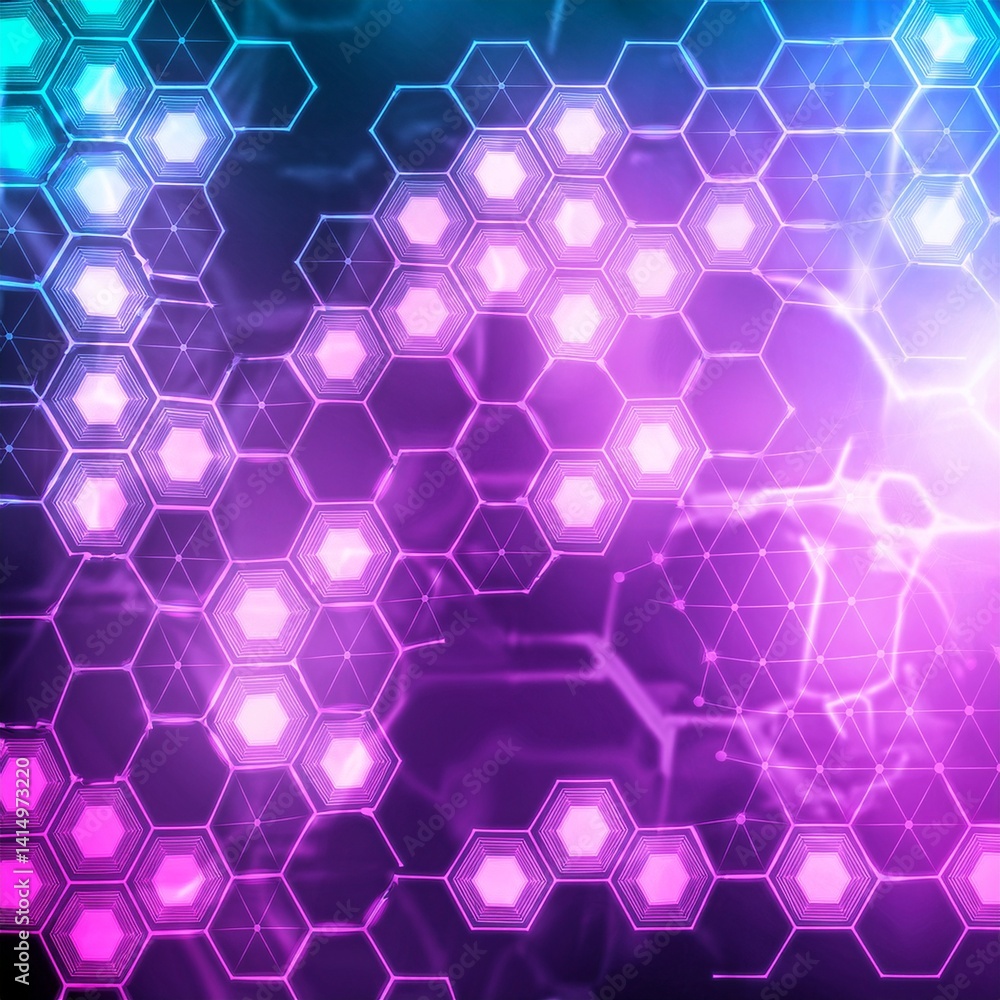 Science and technology background with hexagons patterns hi-tech molecular structure background