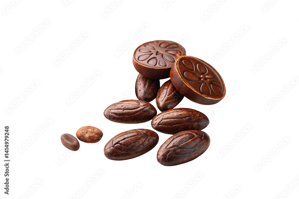 Freshly Roasted Coffee Beans on transparent Isolated Background Freshly Roasted Coffee Beans on transparent Isolated Background