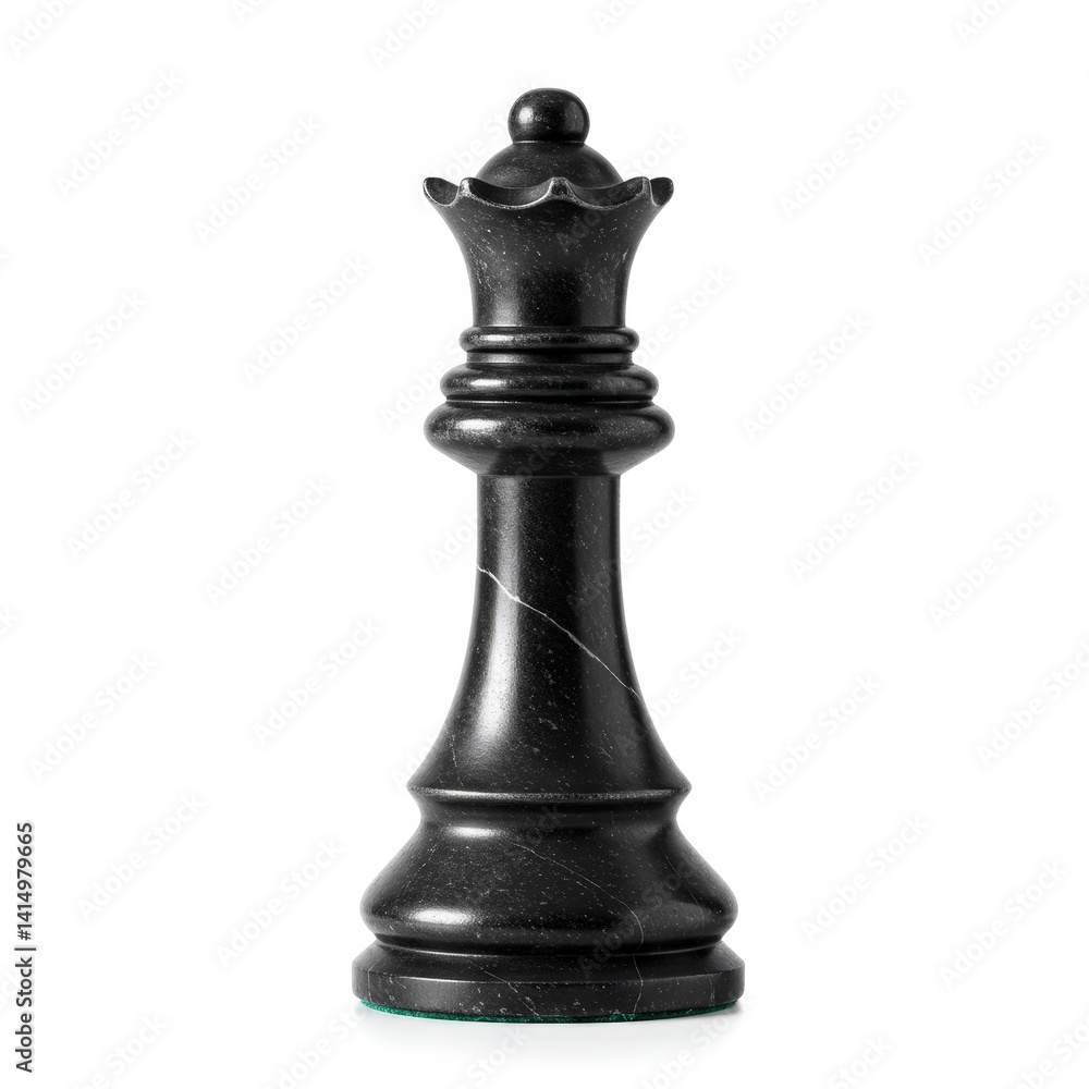Chess queen black marmore isolated on a white Chess queen black marmore isolated on a white