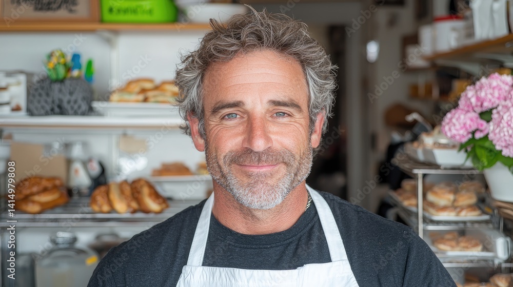 Professional portrait of a middle aged man in apron Professional portrait of a middle aged man in apron