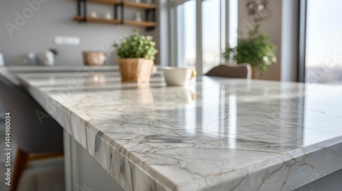 Elegant marble countertop with natural veins  minimalist kitchen backdrop. Timeless beauty in simplicity.