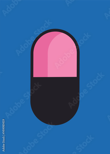 Colorful medicine capsule retro element vector