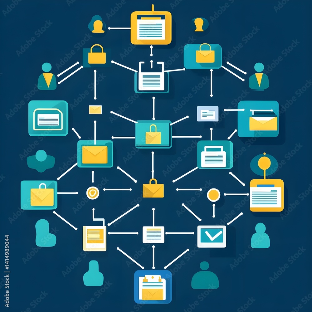 Business process and workflow automation with flowchart. Scheme of hierarchy management of corporate and processing management Business process and workflow automation with flowchart. Scheme of hierarchy management of corporate and processing management