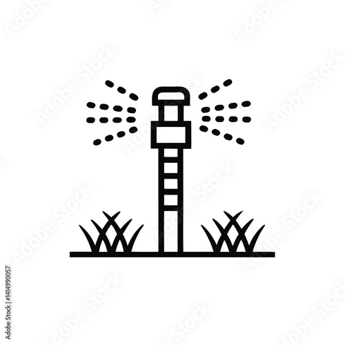 sprinkler watering lawn outline icon