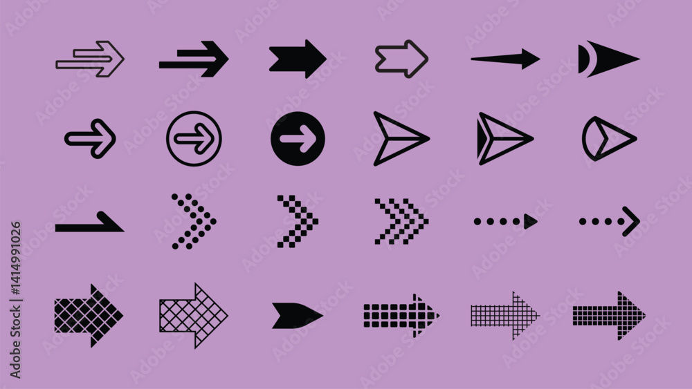 Collection of black arrow icons in various styles and directions for design projects needing directional symbols. Collection of black arrow icons and symbols. Various of simple black arrows icons Collection of black arrow icons in various styles and directions for design projects needing directional symbols. Collection of black arrow icons and symbols. Various of simple black arrows icons