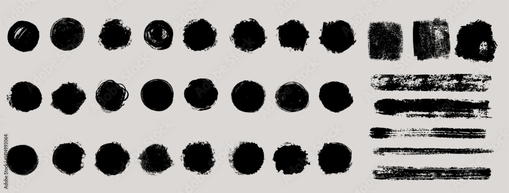 Fototapeta premium Brush paint line frame acrylic strokes splash sketch hand drawn vector illustration. Crayon background simple shapes for design, presentation, education