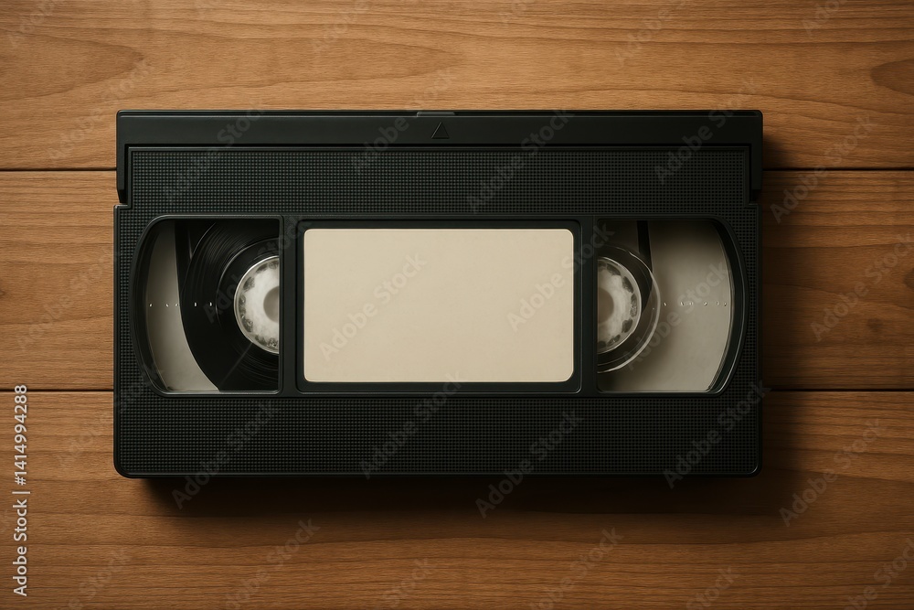 Obraz premium Vintage VHS Tape on Wooden Surface for Retro Nostalgia
