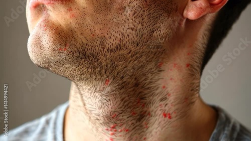 Close-up of Man's Neck with Razor Burn and Ingrown Hairs