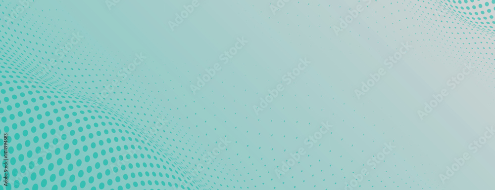 Obraz premium Blue Green halftone gradient background. Blue Green gradient halftone banner vector background. Blue green background halftone texture. Minimal light blue green with halftone vector background
