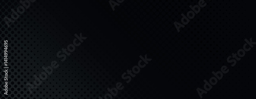 Obraz na płótnie Dark black background with a subtle halftone pattern. The black background has a sleek, textured style, enhancing depth and elegance. Minimal black abstract vector background, dark halftone wallpaper w salonie