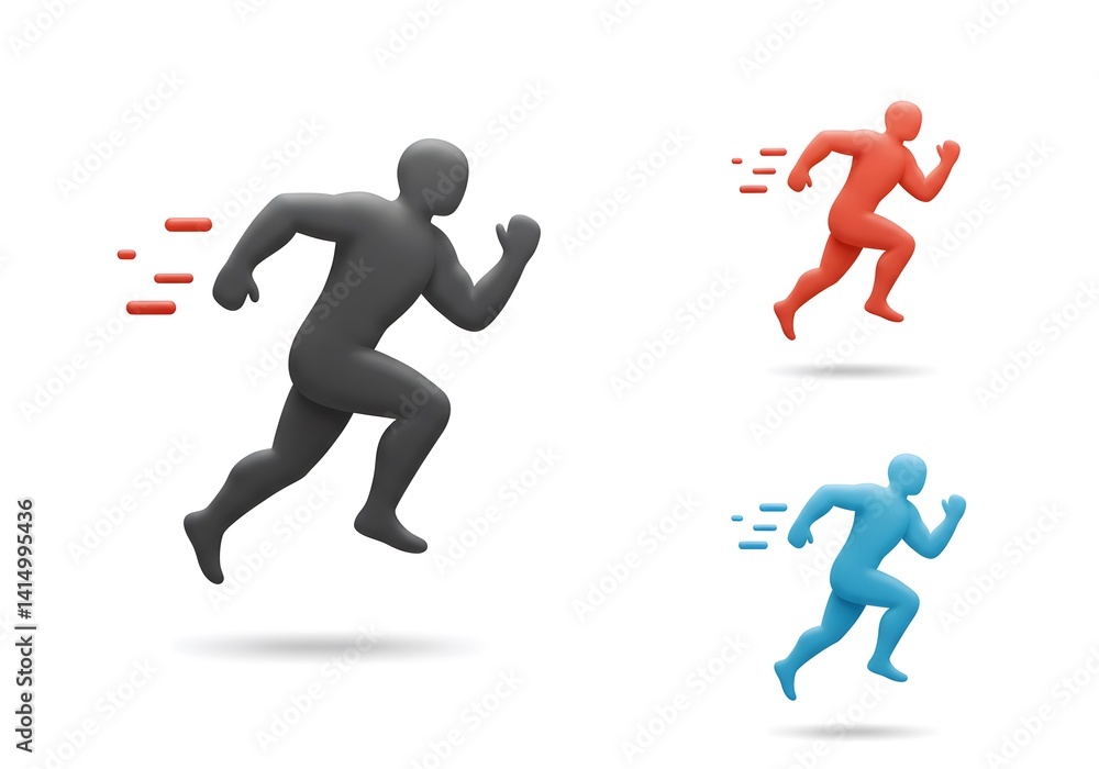 Stylized Runners Illustration Symbolizing Speed and Movement on White Background Stylized Runners Illustration Symbolizing Speed and Movement on White Background