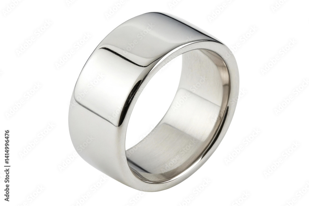 PNG Elegant silver ring with smooth rounded design reflected light PNG Elegant silver ring with smooth rounded design reflected light