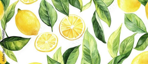 Obraz na płótnie A painting of a lemon tree with green leaves and oranges w salonie