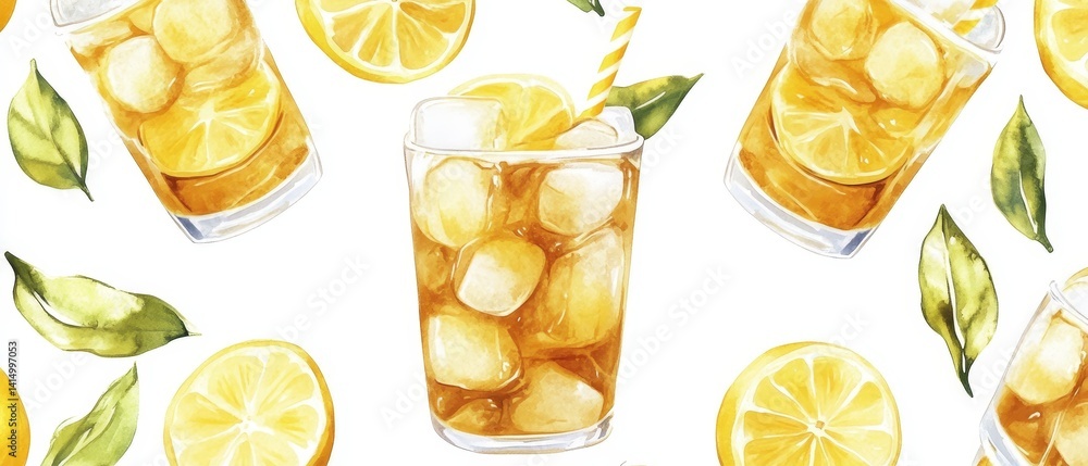A water glass with ice cubes and a lemon slice in it