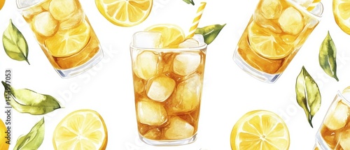 Obraz na płótnie A water glass with ice cubes and a lemon slice in it w salonie