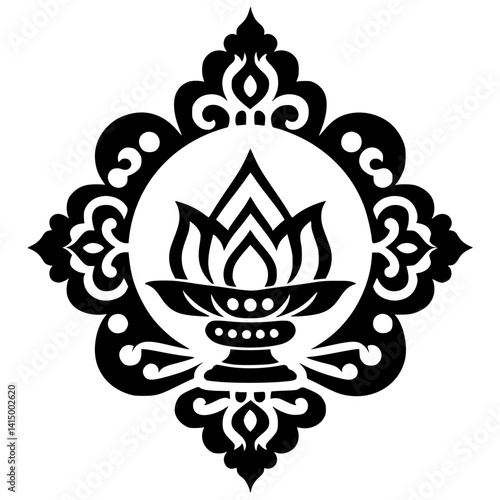Silhouette of Waisak celebration ornaments