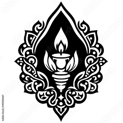 Silhouette of Waisak celebration ornaments