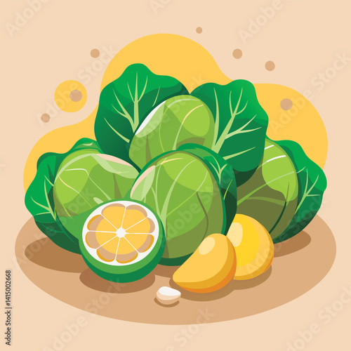 Fresh cabbages. lemon. and a touch of garlic.
