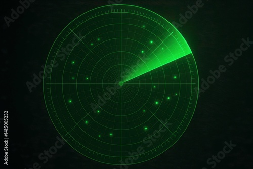 Wallpaper Mural Green Radar Screen with Blinking Lights and Digital Interface Torontodigital.ca