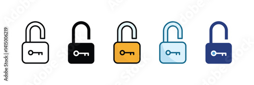 Unlock Icon Set Multiple Style Collection