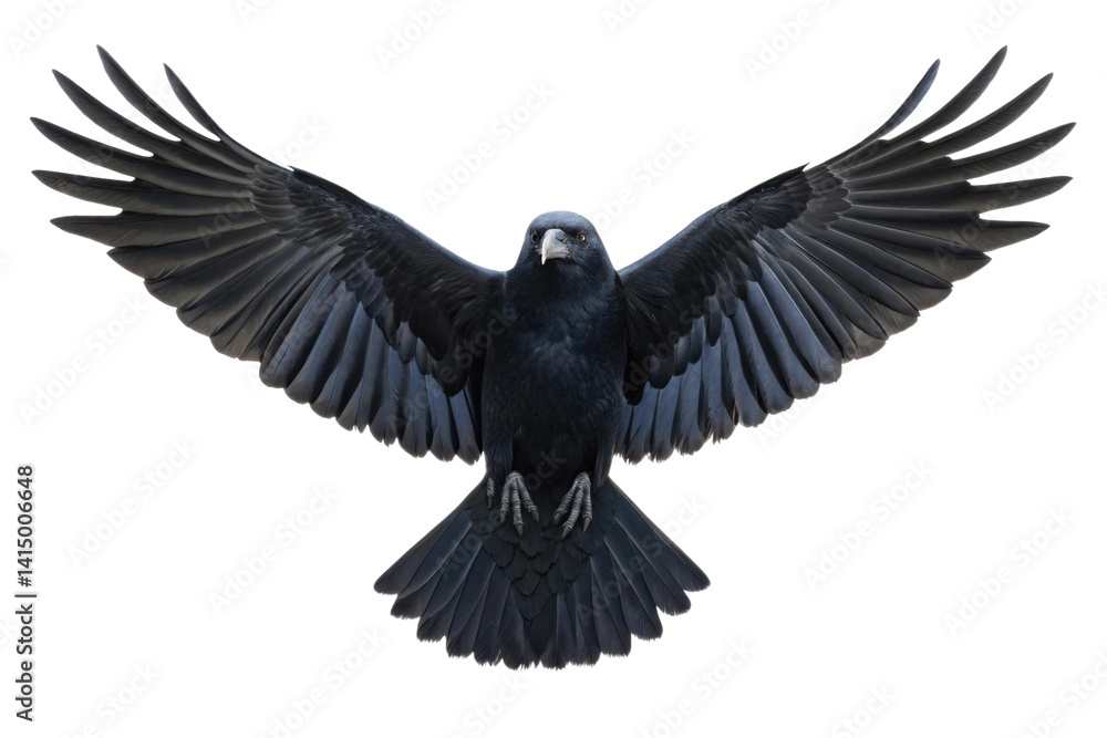 Naklejka premium PNG Majestic raven in flight with outstretched wings