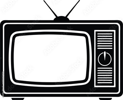 tv silhouette vector icon, tv icon vector illustrator, tv icon vector illustration, vector retro tv, retro television set, retro tv set on white background.