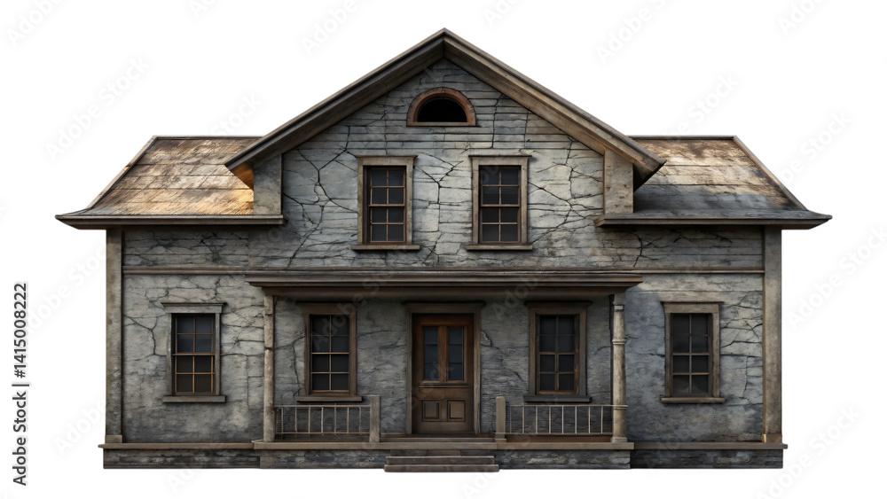 old horror wooden house isolated on white old horror wooden house isolated on white