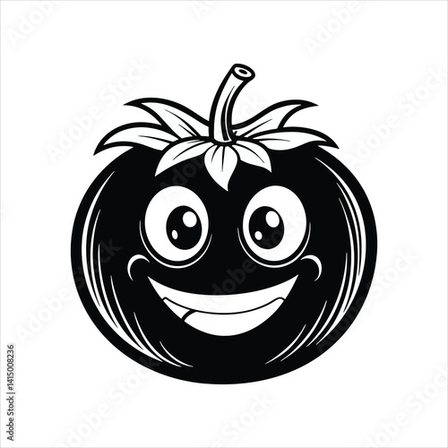 Happy Cartoon Tomato Face Vector Illustration