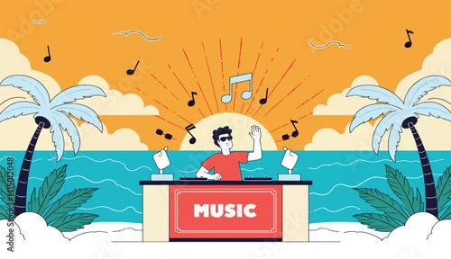 DJ on Tropical Beach