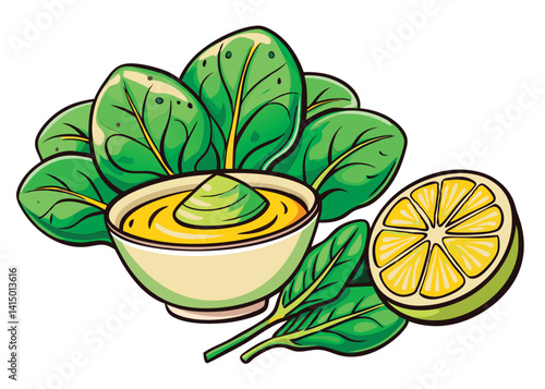 Healthy spinach and lemon dressing.