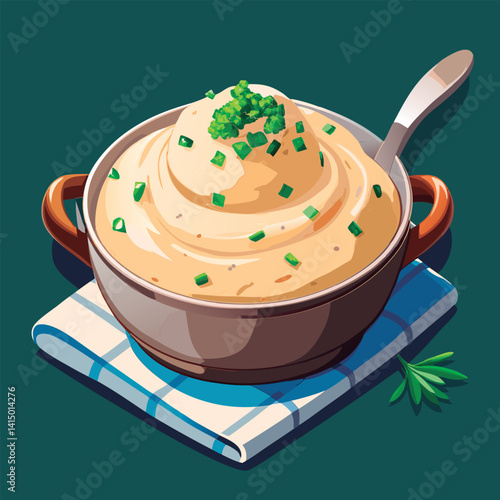 Delicious mashed potatoes in a pot.