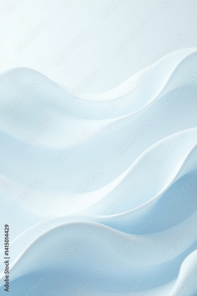 Obraz premium Serene Light Blue Abstract Fabric Drapery with Gentle Undulations and Smooth Curves, Ideal for Elegant Backgrounds or Design Elements