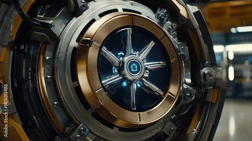 Futuristic Orb Mechanism in Industrial Setting
