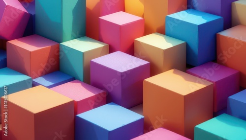 The image depicts a collection of blocks in various colors.