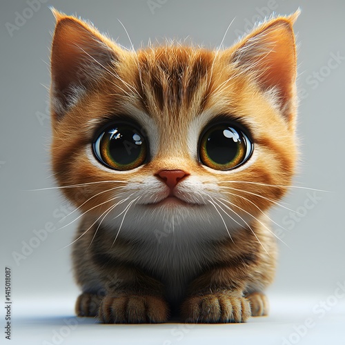 3d cat cartoon, on a clean white background, studio photo style, clear and crisp
