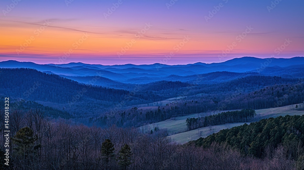 Obraz premium First light of dawn peeking over rolling hills
