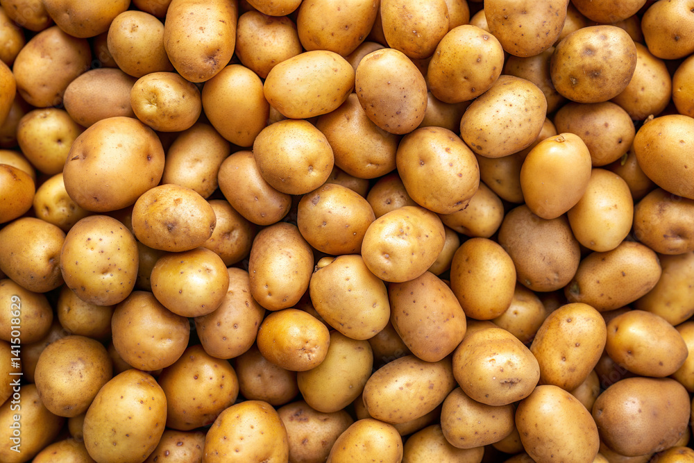 A full-frame background of fresh raw potatoes with natural texture, perfect for food, farming, and healthy diet themes. A full-frame background of fresh raw potatoes with natural texture, perfect for food, farming, and healthy diet themes.