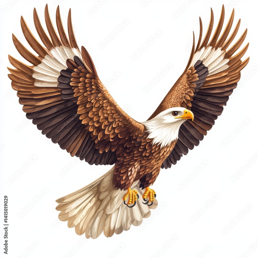 Obraz premium bald eagle in the sky, isolated clear white background
